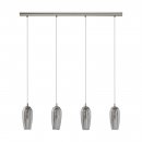 Pendant Light Steel Satin Nickel / Smoked Glass, Granilla Black-transparent, Clear - FARSALA