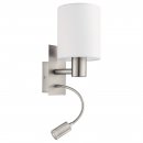 Wall Light Steel Satin Nickel / Fabric White - PASTERI