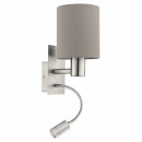 Wall Light Steel Satin Nickel / Fabric Taupe - PASTERI