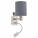 Wall Light Steel Satin Nickel / Fabric Grey - PASTERI