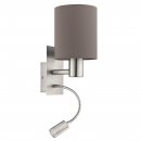 Wall Light Steel Satin Nickel / Fabric Anthracite-brown - PASTERI