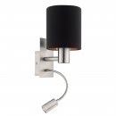 Wall Light Steel Satin Nickel / Fabric Black, Copper - PASTERI