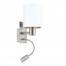 Wall Light Steel Satin Nickel / Fabric White, Copper - PASTERI