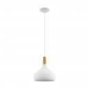 Pendant Light Steel White / Wood Brown - SABINAR