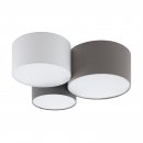 Ceiling Light Steel White / Fabric Anthracite-brown, White, Grey - PASTORE