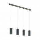 Pendant Light Steel Satin Nickel / Glass, Fabric Clear, Grey - PINTO TEXTIL