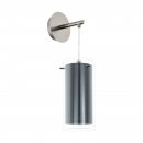 Wall Light Steel Satin Nickel / Glass, Fabric Clear, Grey - PINTO TEXTIL