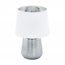 Table Light Ceramic Silver / Fabric White, Silver - MANALBA 1