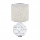 Table Light Ceramic White / Fabric, Linen Light Brown - BELLARIVA 3