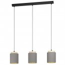 Pendant Light Steel, Wood Black, Brown / Fabric Cappuccino, Gold - ALBARIZA