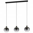 Pendant Light Steel Black, Brass / Glass Vaporized Black-grey-transparent - OILELLA