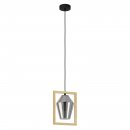 Pendant Light Steel, Wood Black, Brown / Glass Vaporized Black-transparent - VIGLIONI