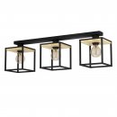 Ceiling Light Steel, Wood Black, Brown - LIBERTAD