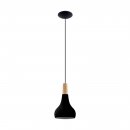 Pendant Light Steel, Wood Black, Brown - SABINAR