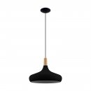 Pendant Light Steel, Wood Black, Brown - SABINAR