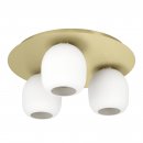 Ceiling Light Steel Brushed Brass, Gold / Glass Opal-matt White - MANZANARES