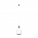 Pendant Light Steel Brushed Brass, Gold / Glass Opal-matt White - MANZANARES