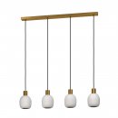 Pendant Light Steel Brushed Brass, Gold / Glass Opal-matt White - MANZANARES