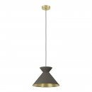 Pendant Light Steel Black / Fabric Cappuccino, Brass - NASTASIA