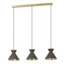 Pendant Light Steel Black / Fabric Cappuccino, Brass - NASTASIA