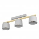 Ceiling Light Steel, Wood Light Grey, Brown - MARIEL