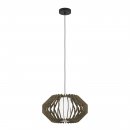 Pendant Light Steel Black / Wood, Glass Brown, White - RUSTICARIA