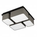 Ceiling Light Steel Black / Fabric, Wood Anthracite-brown, White - MORDAZO