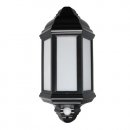 7W LED PC/PC Half Lantern C/w PIR Black 4000K