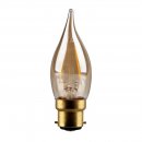 2W Bent-tip Candle, Decorative LED Filament Lamp With Gold Antique Coating