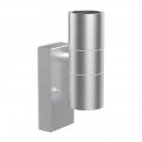 Swimley Rectangular Base Twin GU10, Up/Down Wall Light, Stainless Steel