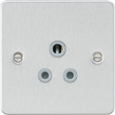 Flat plate 5A unswitched socket - brushed chrome with grey insert