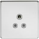 Screwless 5A Unswitched Socket - Polished Chrome with Grey Insert