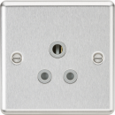 5A Unswitched Socket - Rounded Edge Brushed Chrome Finish with Grey Insert