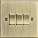 10AX 3G 2 Way Plate Switch - Square Edge Antique Brass