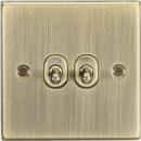 10AX 2G 2 Way Toggle Switch - Square Edge Antique Brass