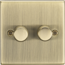 2G 2-way 10-200W (5-150W LED) trailing edge dimmer - Square Edge Antique Brass