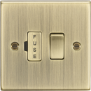 13A Switched Fused Spur Unit - Square Edge Antique Brass