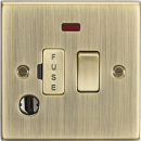 13A Switched Fused Spur Unit with Neon & Flex Outlet - Square Edge Antique Brass