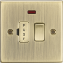 13A Switched Fused Spur Unit with Neon - Square Edge Antique Brass