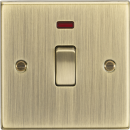 20A 1G DP Switch with Neon - Square Edge Antique Brass