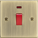 45A DP Switch with Neon (single size) - Square Edge Antique Brass