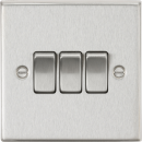 10AX 3G 2 Way Plate Switch - Square Edge Brushed Chrome