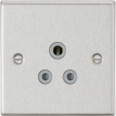 5A Unswitched Socket - Square Edge Brushed Chrome Finish with Grey Insert