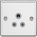 5A Unswitched Socket - Rounded Edge Polished Chrome Finish with Grey Insert