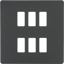 Screwless 6G grid faceplate - anthracite