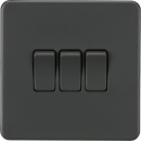 Screwless 10AX 3G 2-Way Switch - Anthracite