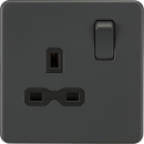 Screwless 13A 1G DP switched socket - Anthracite