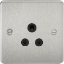 Flat Plate 5A unswitched socket - brushed chrome with black insert