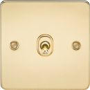 Flat Plate 10AX 1G Intermediate Toggle Switch - Polished Brass