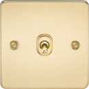 Flat Plate 10AX 1G 2 Way Toggle Switch - Polished Brass